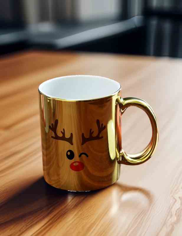 Customized Golden Mug With Photo Keychain