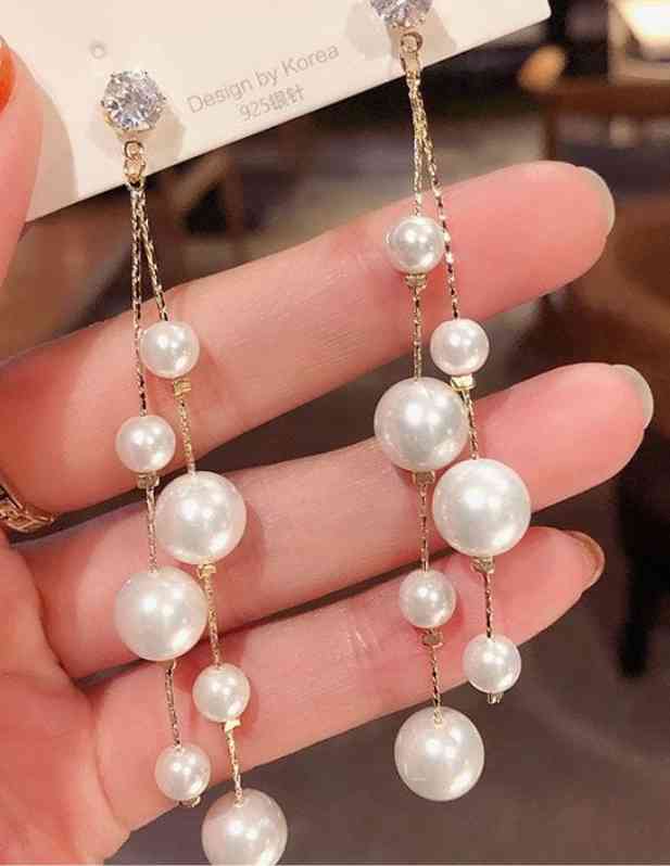 Fancy Long Pearl Earrings