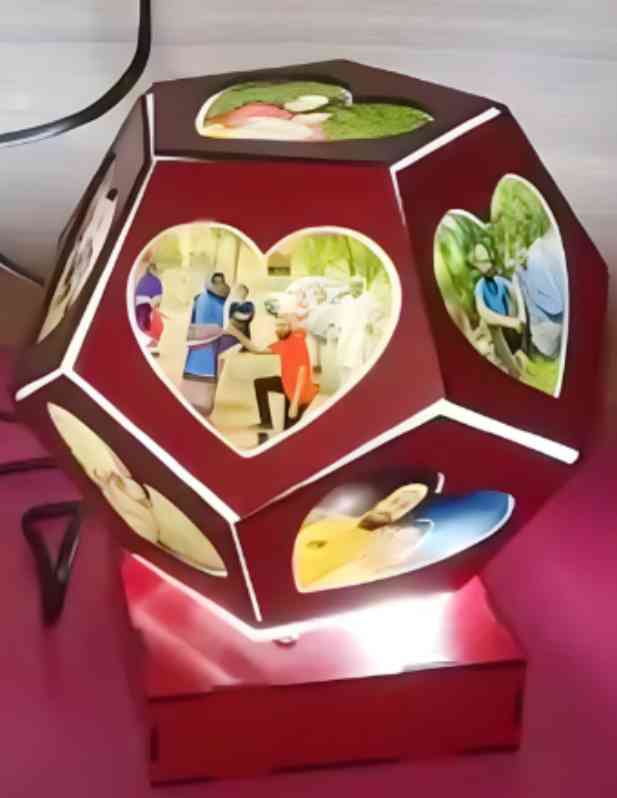 Personalised Photo Rotating Lamp Pentagon Heart