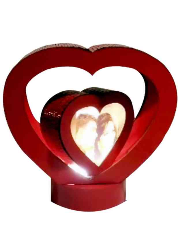 Shop Personalised Photo Rotating Lamp Twin Heart