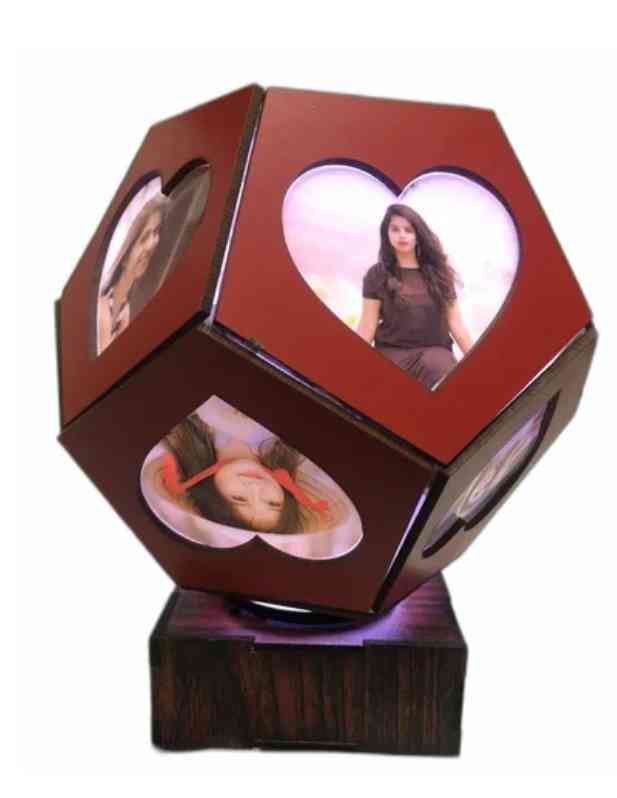 Personalised Photo Rotating Lamp Pentagon Heart
