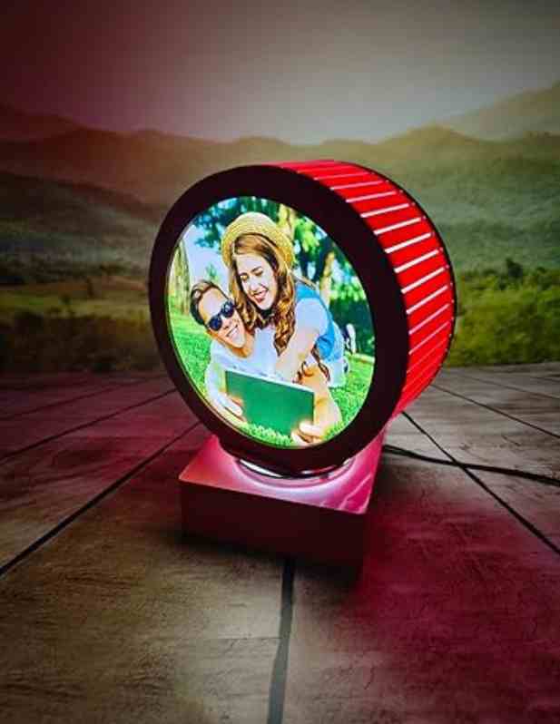 shop Personalized Rotating Photo Lamp Round