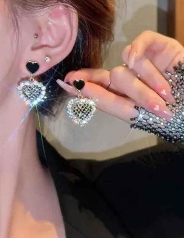 Black Heart Earrings