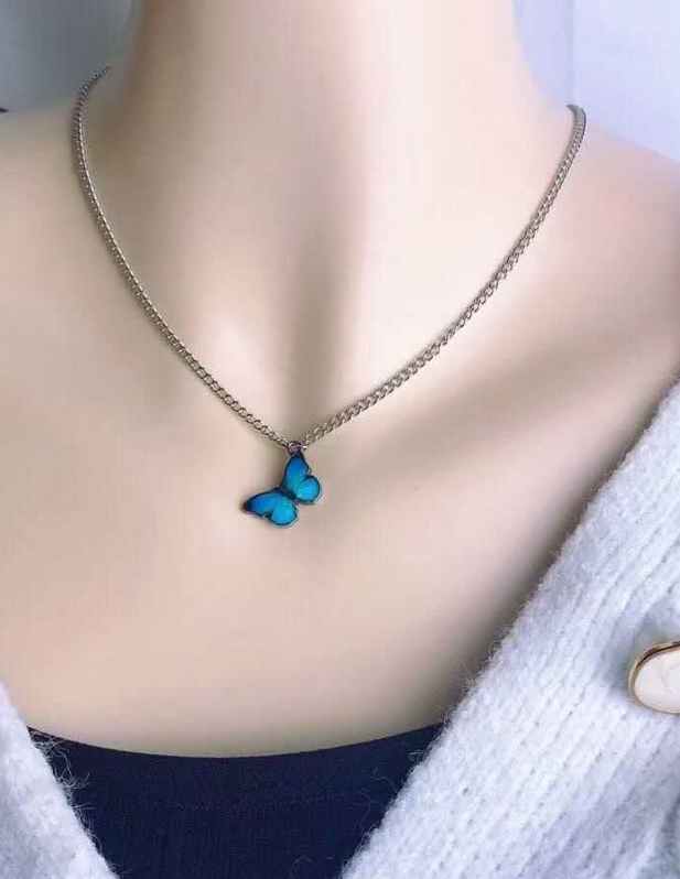 Blue Sapphire Butterfly Pendant