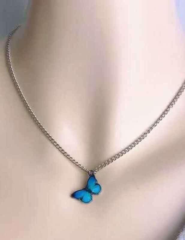 Blue Sapphire Butterfly Pendant