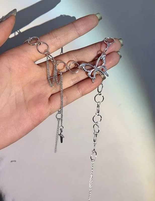 Butterfly Choker Necklace Silver
