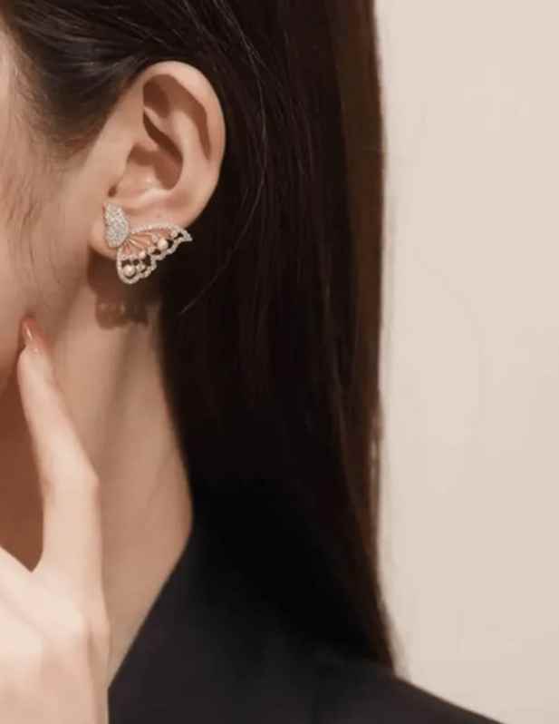 Shop Golden Butterfly Wing Earrings