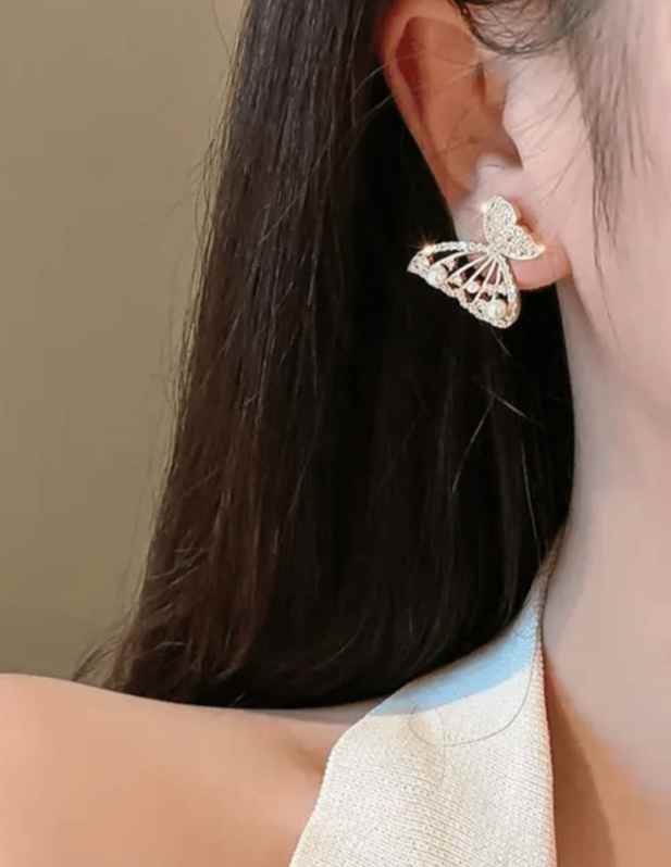 Shop Golden Butterfly Wing Earrings