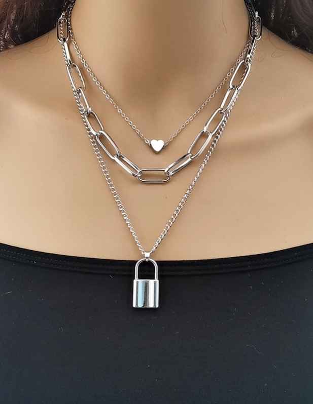 Lock Pendant Necklace gold