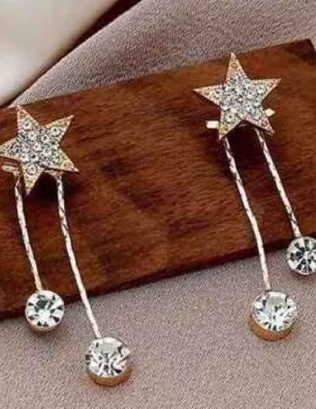 Modern White Stone Earrings Gold