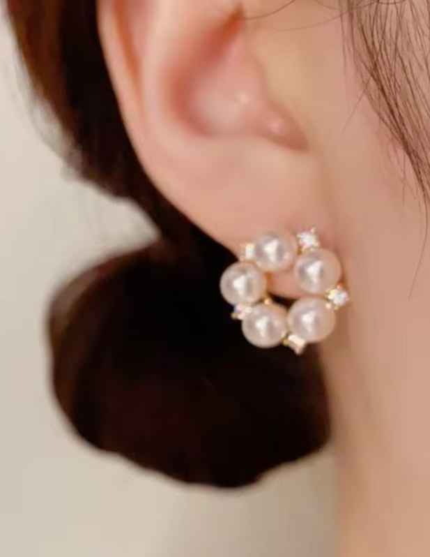 letest Pearl Circle Earrings at wooshanta