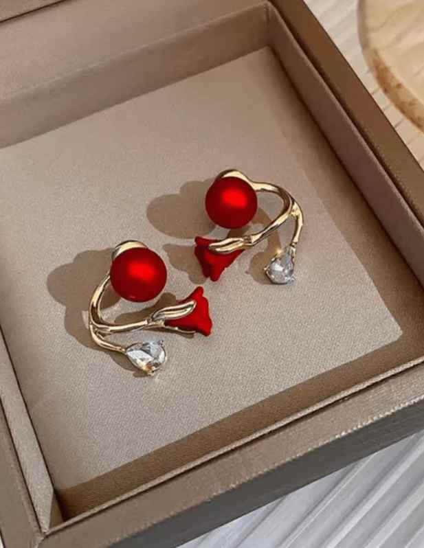 Red Flower Earring