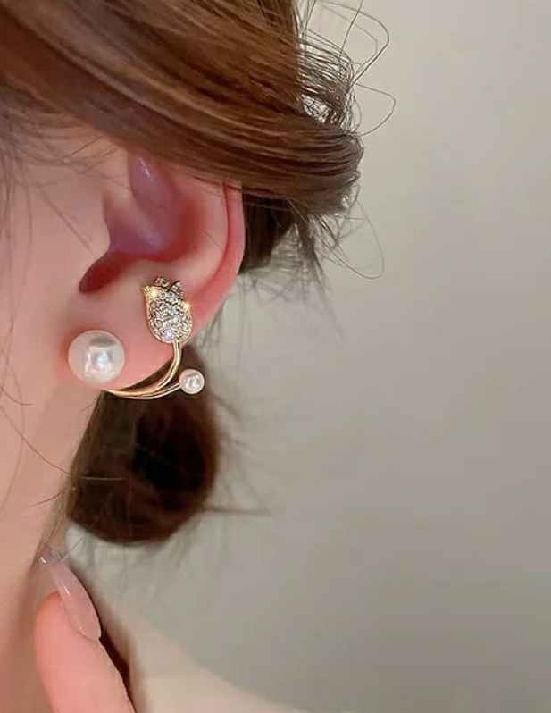 Rose Flower Earrings Studs Pearl shop