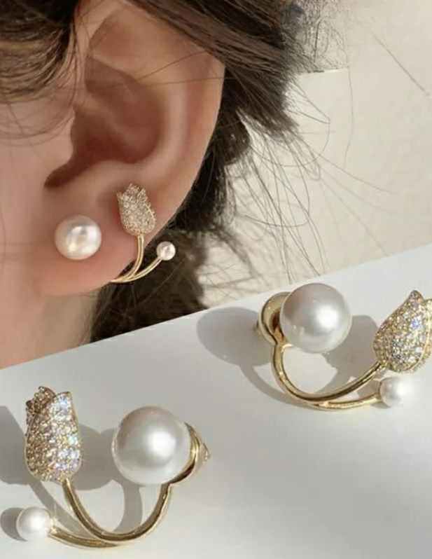 Rose Flower Earrings Studs Pearl shop