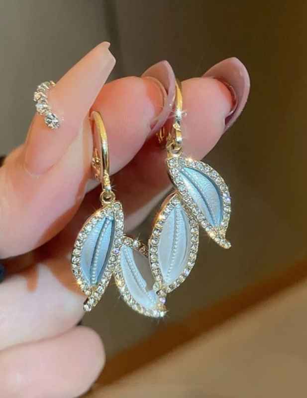 Small Crystal Leaf Earrings buy now