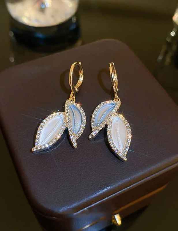 Small Crystal Leaf Earrings buy now