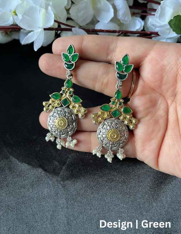 Antique Oxidized Earrings For Women And Girls white