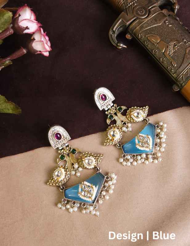 Big Kundan Chandbali Earrings yellow