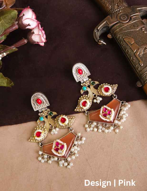 Big Kundan Chandbali Earrings yellow