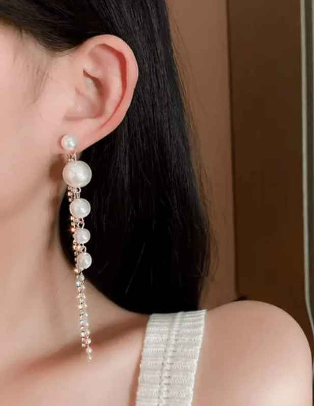 Combo of Drop Studs And Long Pearl Earrings shop