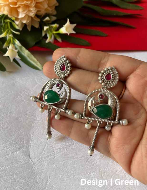 Daily Wearing Oxidised Earrings maroon