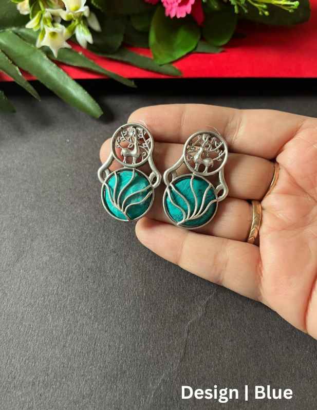 Deer With Stone Earrings yellow