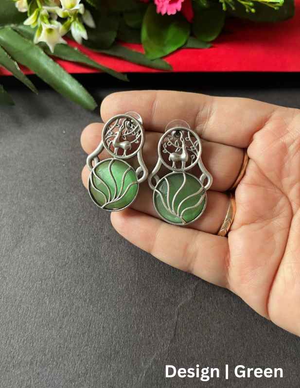 Deer With Stone Earrings yellow