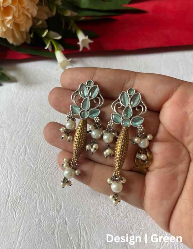 Ethnic Oxidised Earrings For Girls multicolor