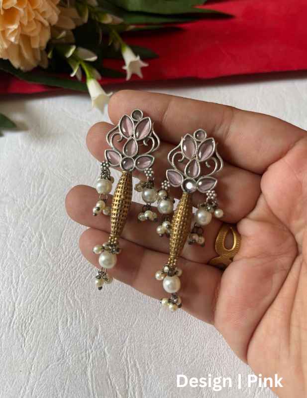 Ethnic Oxidised Earrings For Girls multicolor