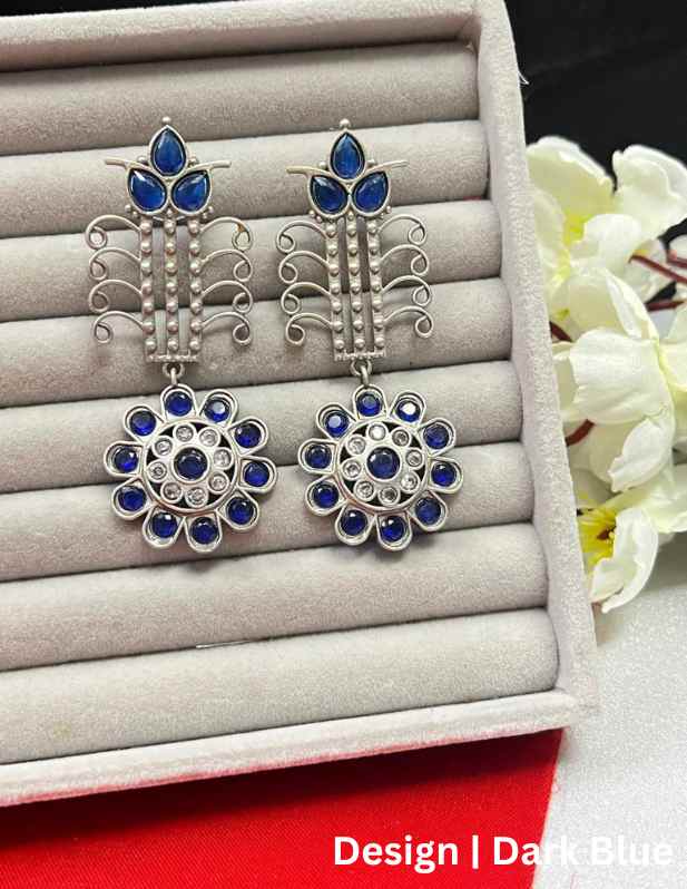 Fancy Oxidized Earrings white