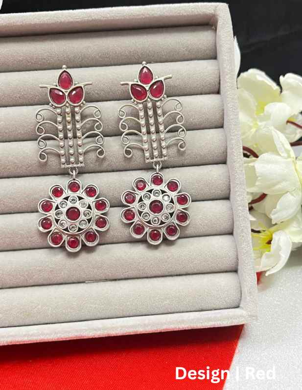 Fancy Oxidized Earrings white