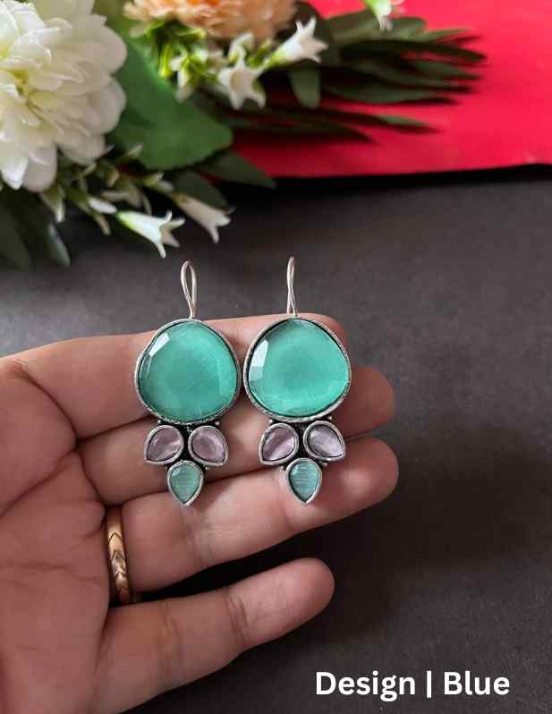 Fancy Stone Earrings maroon