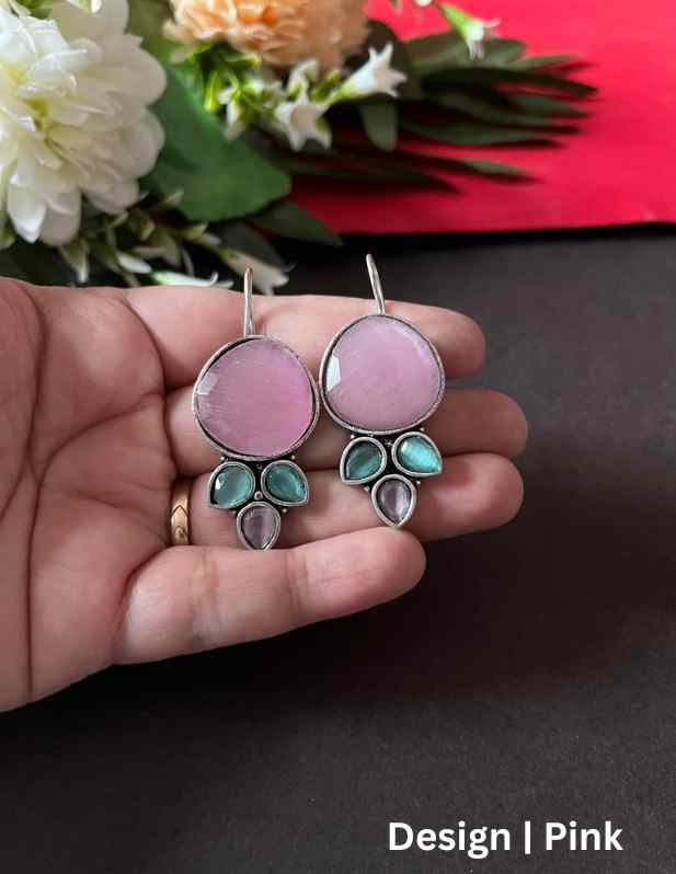 Fancy Stone Earrings maroon