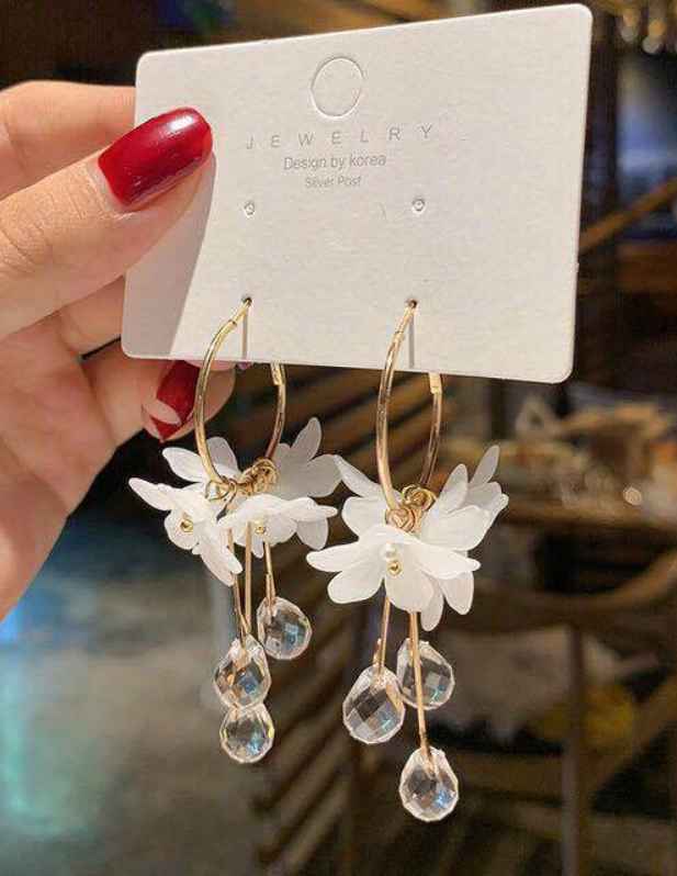 Flower Drop Hoop Earrings shop now