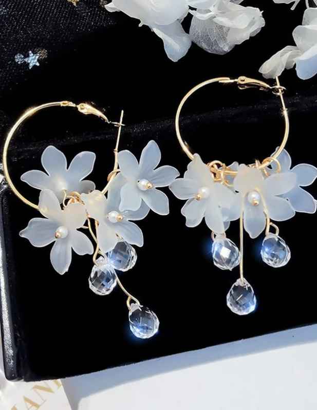 Flower Drop Hoop Earrings shop now