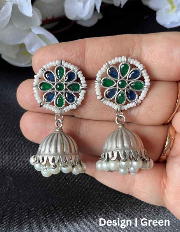 Jhumka Oxidised Earrings For Girls multicolor