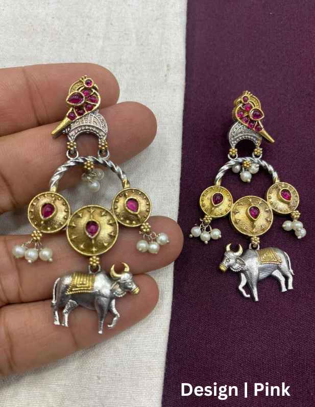 Long Nandi Earrings maroon