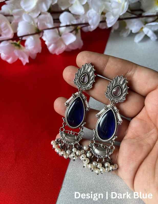 Long Oxidised Earrings For Women maroon
