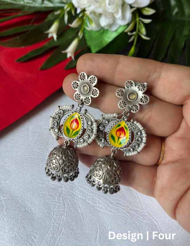 Long Oxidised Jhumka Earrings one