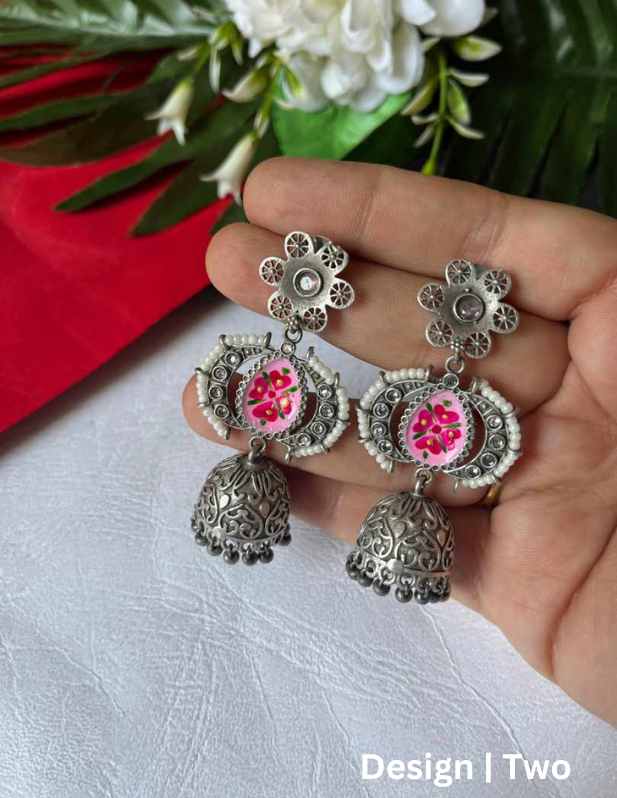 Long Oxidised Jhumka Earrings one