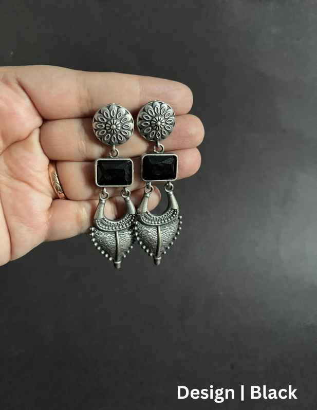 Oxidised Antique Earrings For Women maroon