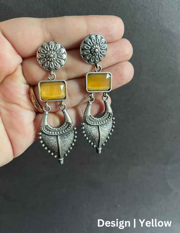 Oxidised Antique Earrings For Women maroon