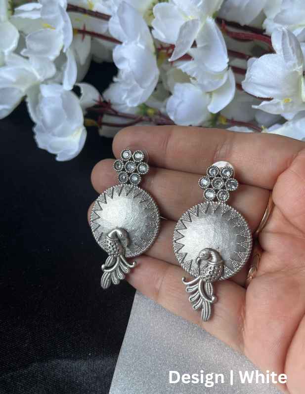 Oxidised Peacock Earrings maroon