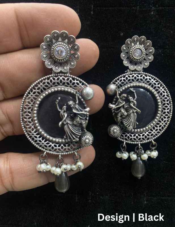 Radha Krishna Earrings maroon