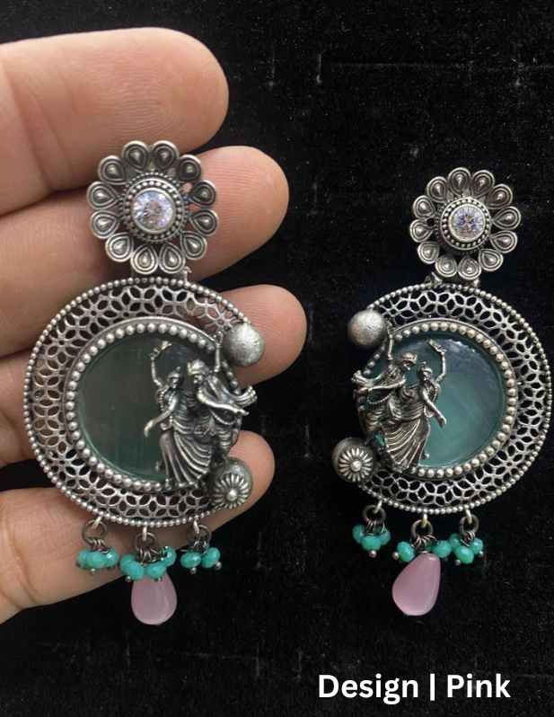 Radha Krishna Earrings maroon