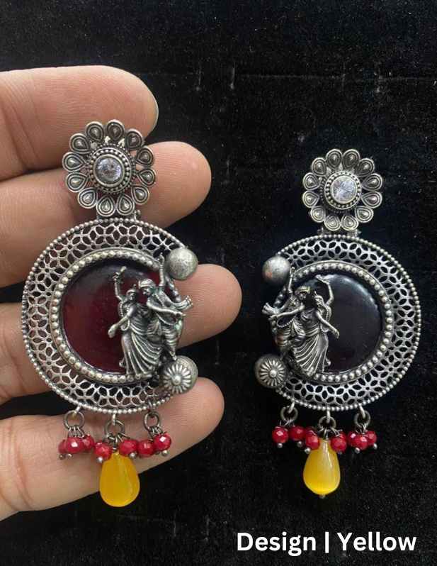 Radha Krishna Earrings maroon
