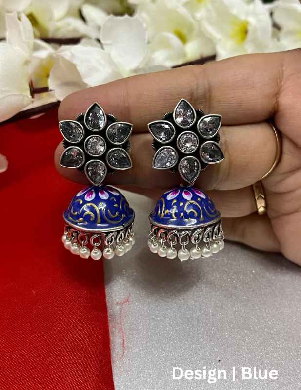 Small Jhumka Earrings white