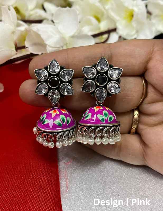 Small Jhumka Earrings white