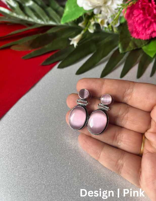 Small Stone Earrings maroon