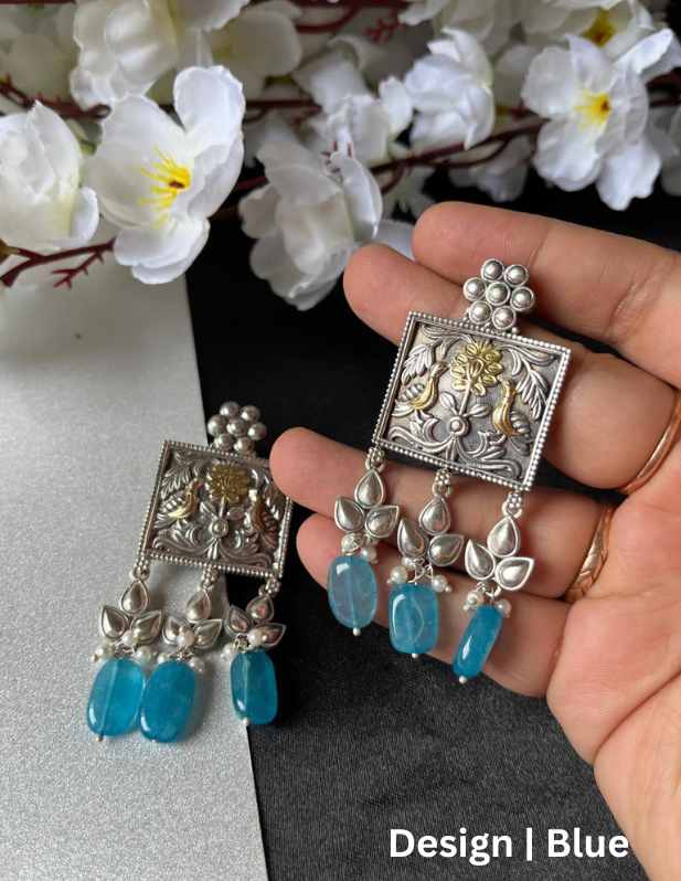 Square Shape Earrings purple